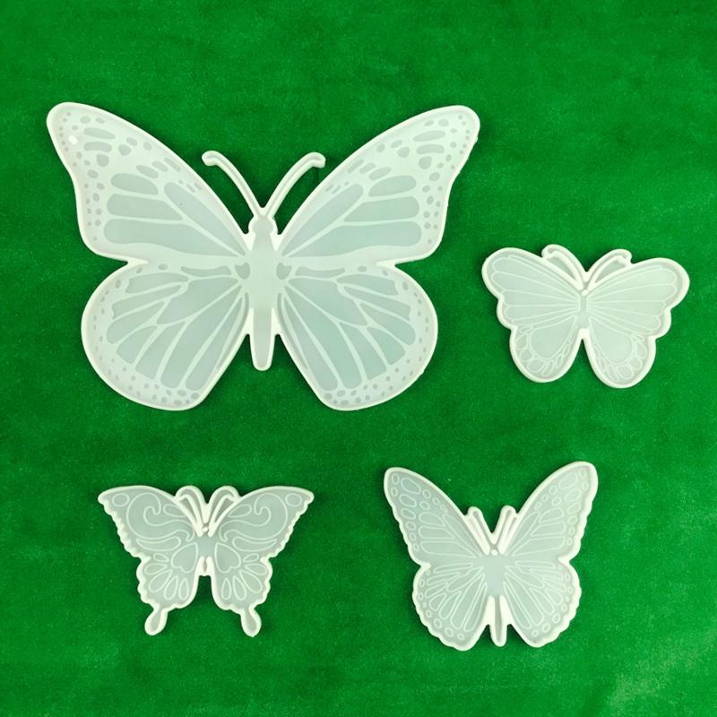 4 Pieces for Butterfly Wall Hanging Epoxy Molds Diy Keychain Wall Decoration for Butterfly Coaster for Key Pendant Silic