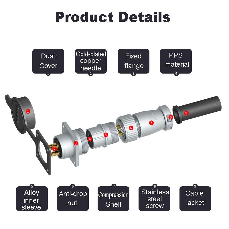 ZHQCN WS48 TQ+Z Waterproof M48 Female Plug Male Socket Panel 5 7 20 27 38 42 Pin Industrial Aviation Connector Electrical Power
