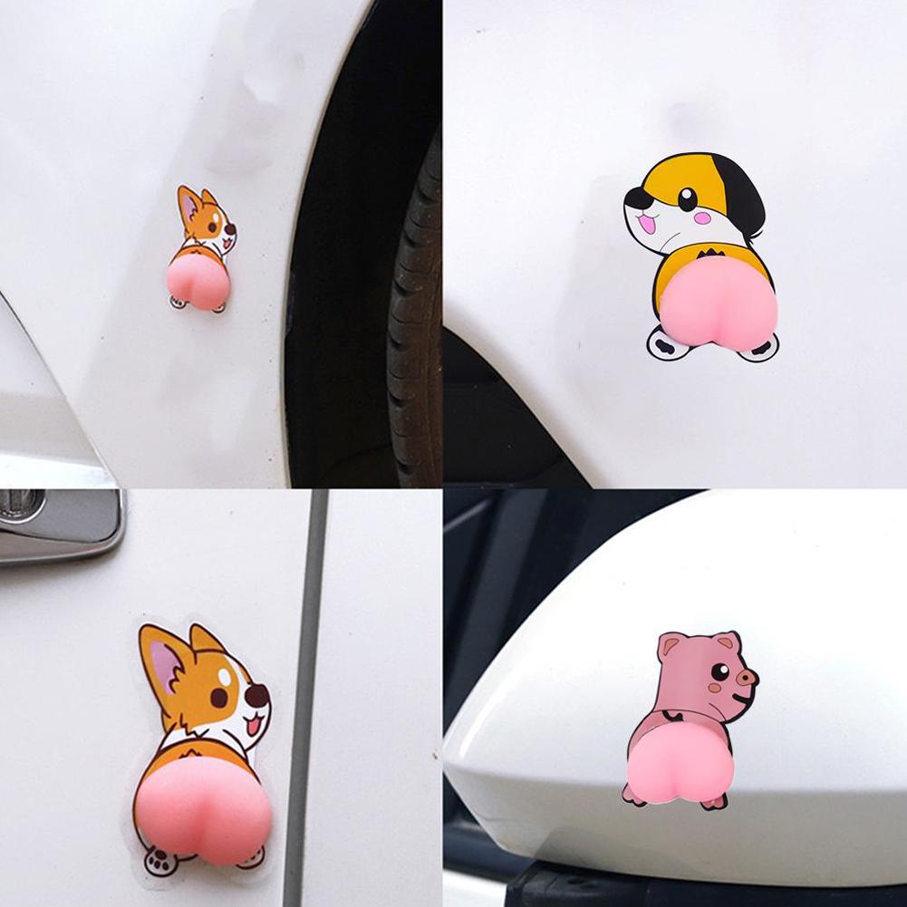 10PCS 3D Cute Butt Car Sticker Stress Relief Toys Cartoon Anti-collision Door Rearview Mirror Bumper Protection Phone Decoration