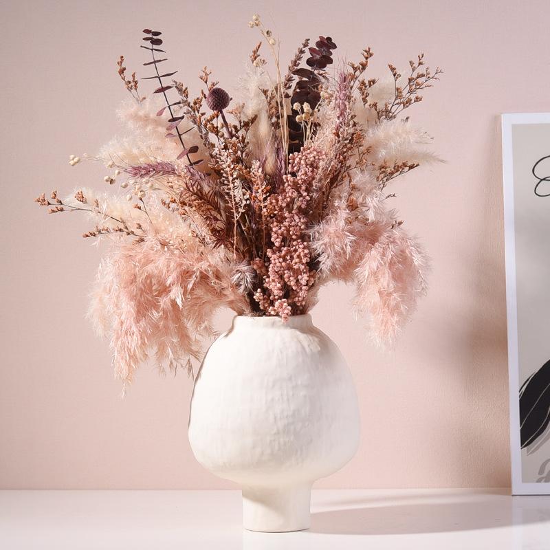 Retro Vases Ceramic Vase Ceramic Handicraft Hand Made Grain Crude Pottery Flower Vase Floral Arrangement Accessories Home Decor