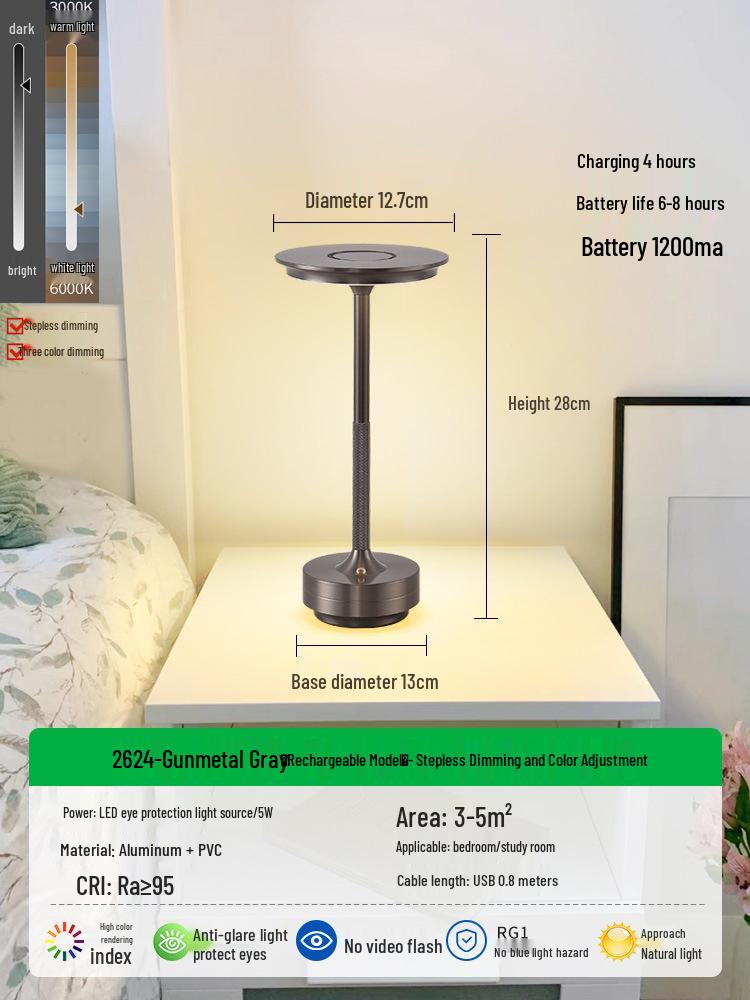 Luxury Rechargeable LED Bedside Table Lamp Atmosphere Night Light