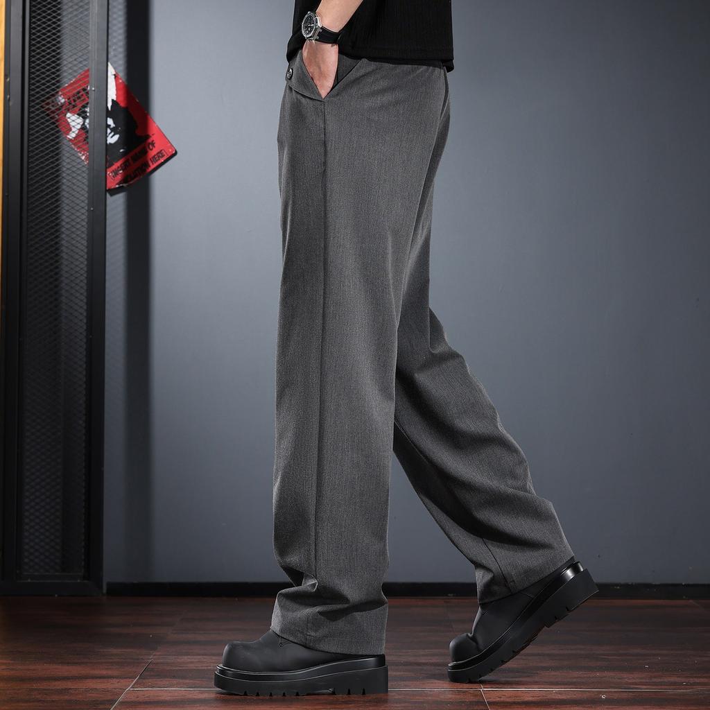 High-end Casual Pants Men's Spring and Summer Loose Straight Wide-leg Pants Old Money Drape Business Suit Pants Thin