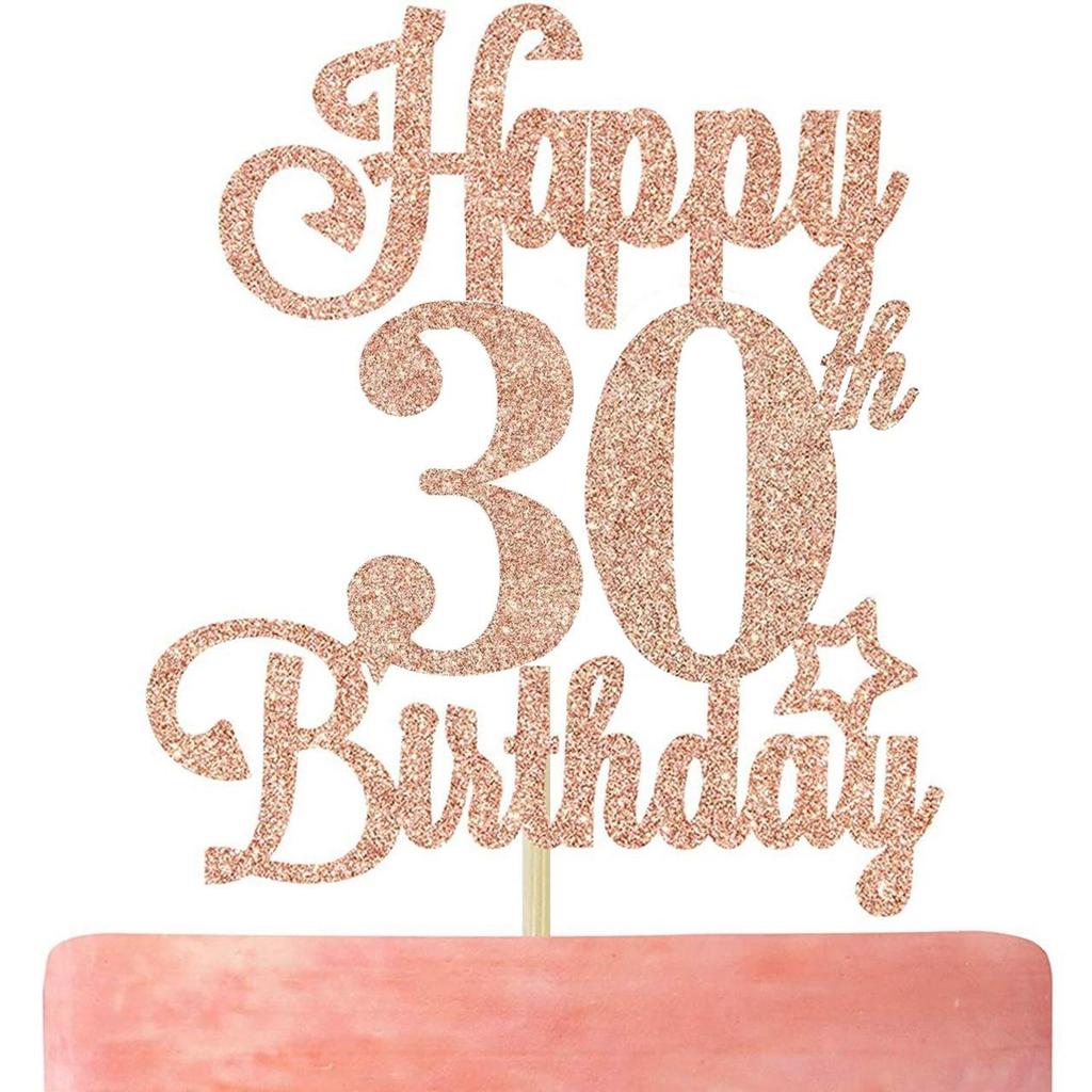 Glitter Birthday Cake Topper - Happy Birthday Party Decorations