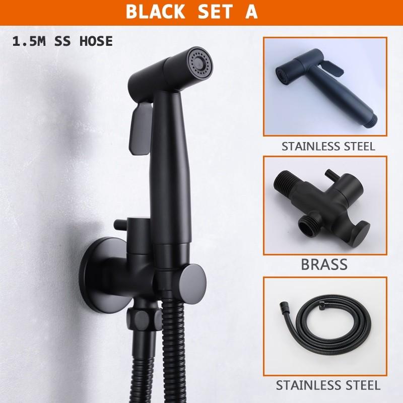 Household Bidet Sprayer Set Stainless Steel Sprayer Matt Black Gold Toilet Partner Brass Cold Valve Metal Grey Gloss Chrome
