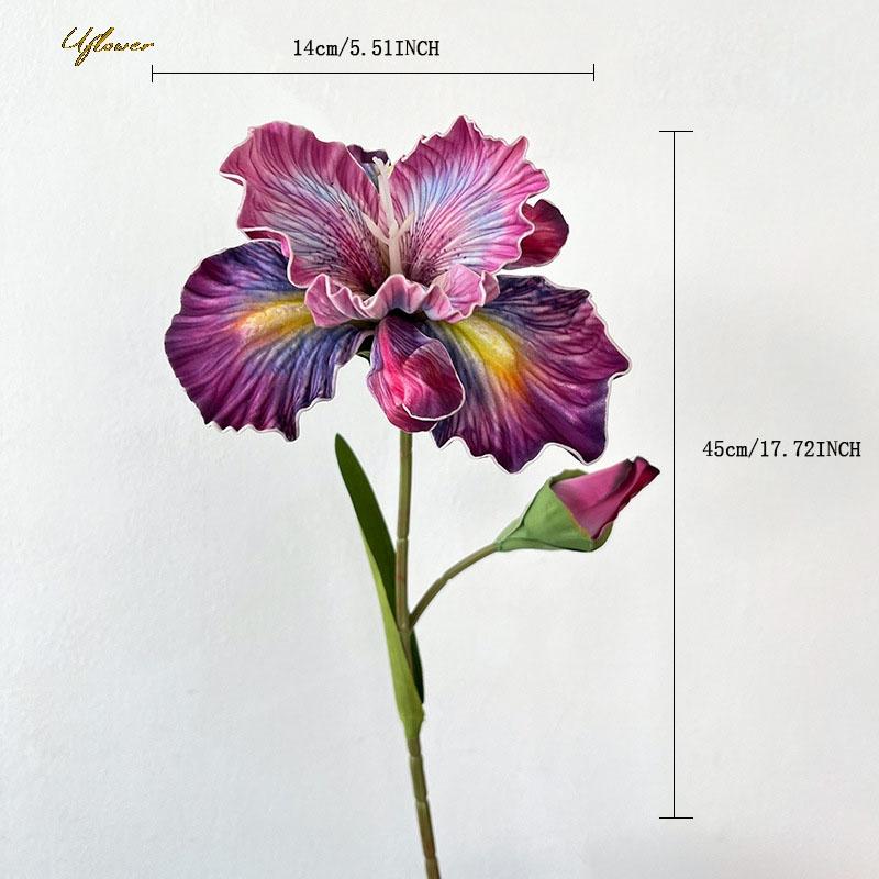 Uflower 45cm Kunstblume Rosenstrauß Iris Alice EVA Haptik Kunstblume Heim Hochzeitsdeko Rosa Weiß Kamelie Blumengeschenk