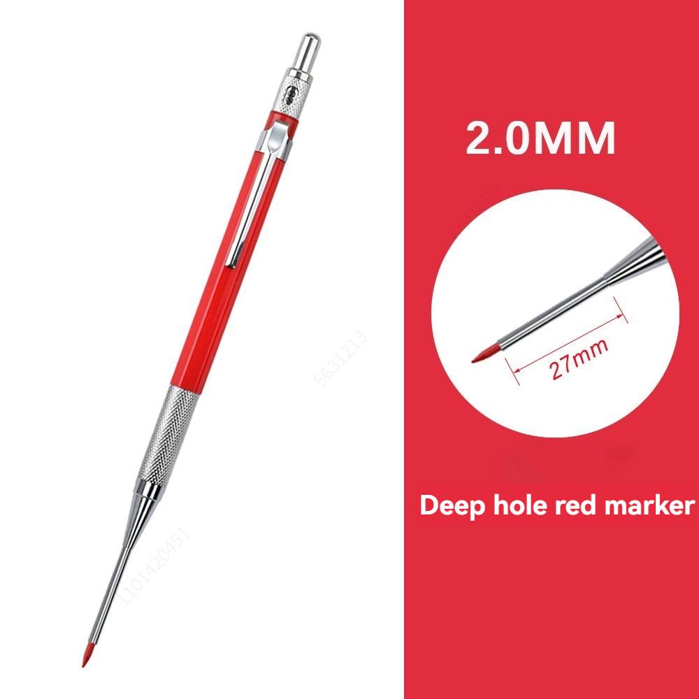 30mm Deep Hole Long Nib Mechanical Pencil Set Solid Carpenter Woodworking Tools 2.0mm 12 Colors Refill Construction Tools