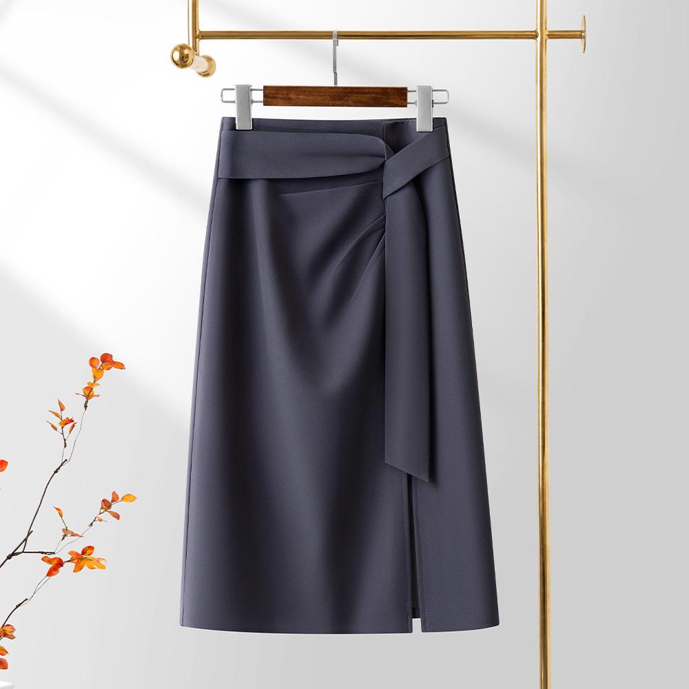 2025 Asymmetrical High-Waisted Slit Midi Skirt for Women - Spring/Summer Trendy Option