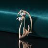 Pearl Decorated Owl Brooch Zinc Alloy Durable Anti-Corrosion White Gold Kc Gold Plated