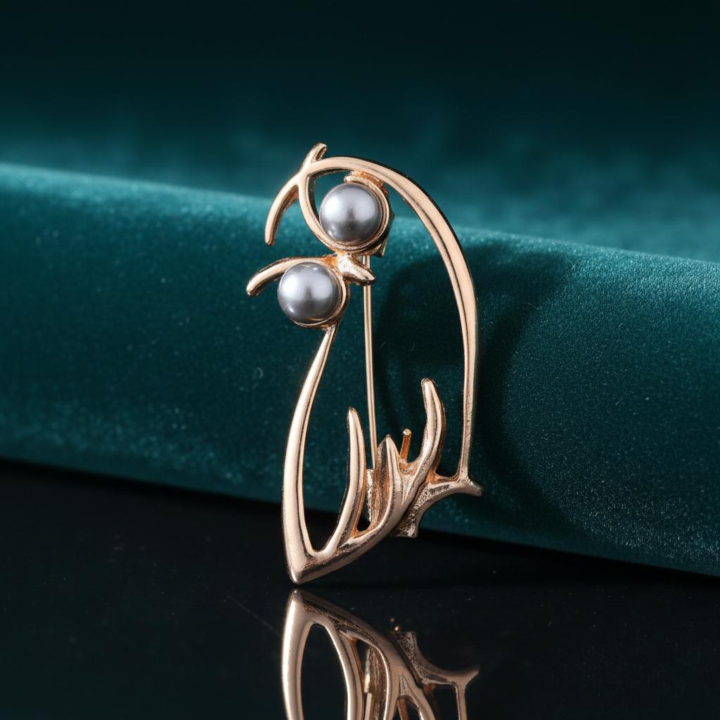 Pearl Decorated Owl Brooch Zinc Alloy Durable Anti-Corrosion White Gold Kc Gold Plated