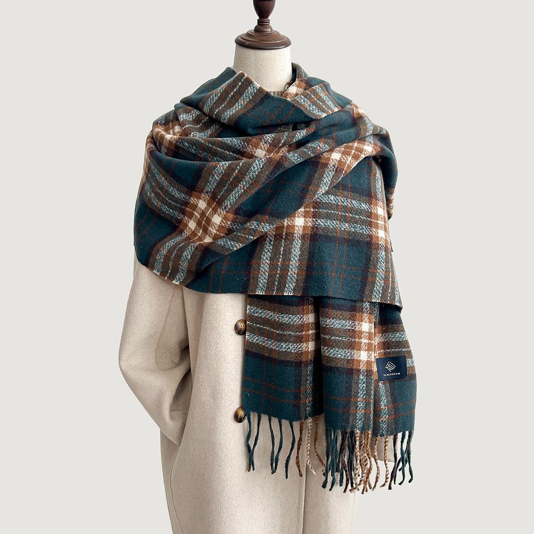

Women s Red Plaid Angora Check Scarf - Christmas & Winter British Style Shawl