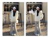 Women's Gray Micro-Flare Sweatpants: 2025 Autumn/Winter Korean Style, Wide Leg, Plus Velvet, Thickened Casual Pants.