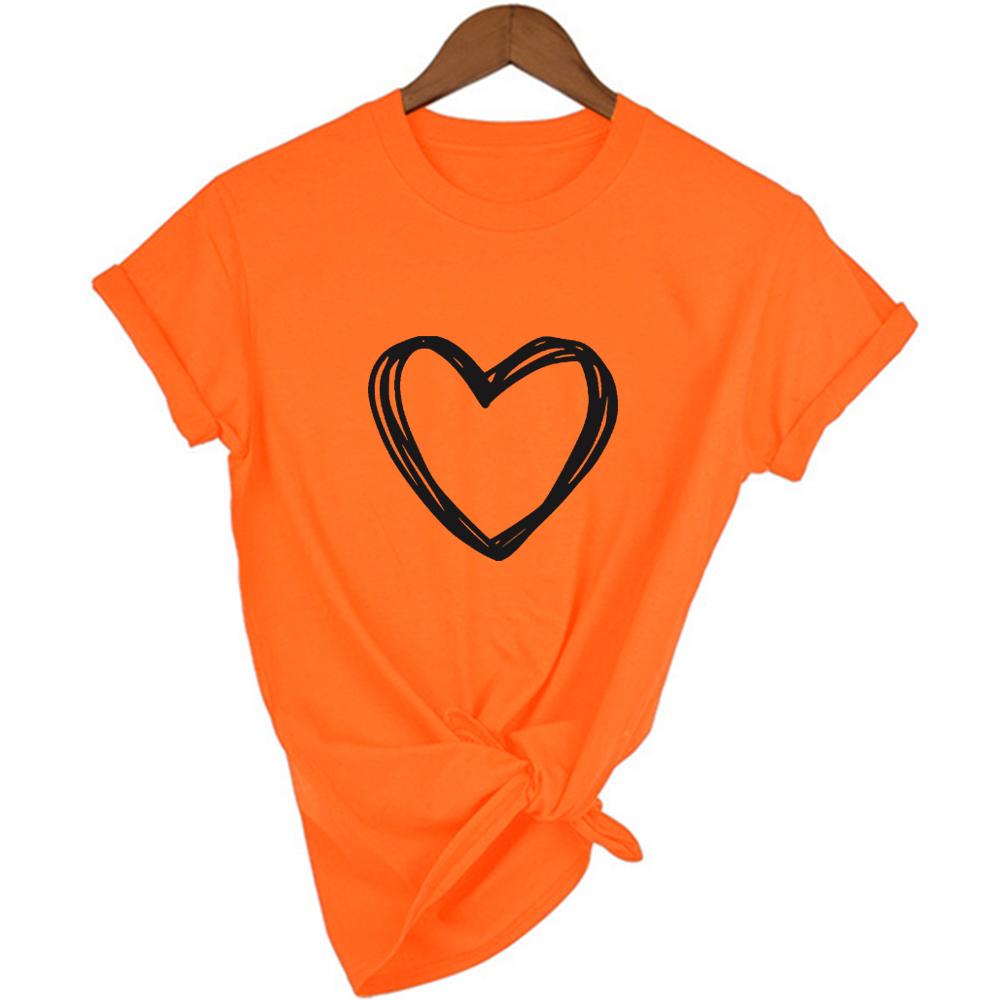 Heart Print Graphic T Shirt Women Short Sleeve Round Neck Harajuku Tshirt Female Aesthetic Tees Tops