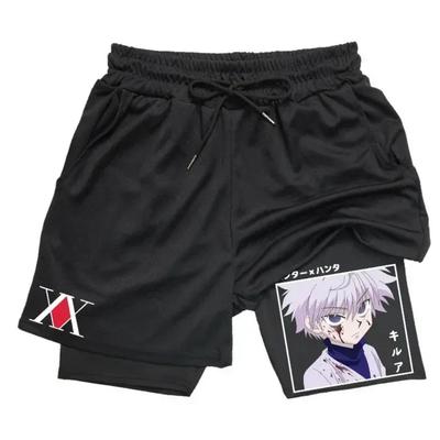 Cartoon Printed Adult Double Shorts Men's Fitness Sports Casual Shorts