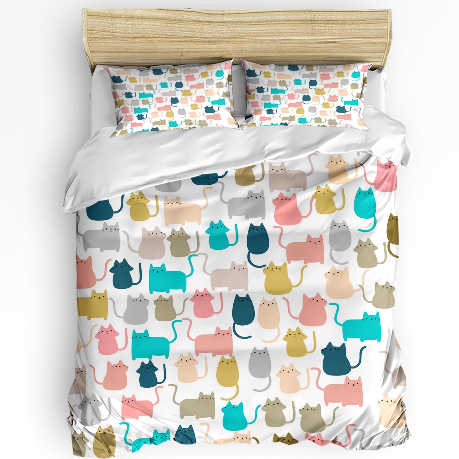 

Комплект постельного белья 3 предмета Мультяшный книжный шкаф Спящий кот Домашний текстиль Пододеяльник Наволочка Мальчик Ребенок Подросток Девочка Комплект чехлов для постельного белья EU single(135x200cm)