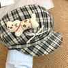 Cute Face Slimming Plaid Beret Hat Sun Protection Thin Design Octagonal Cap Y2K Newsboy Hat Women's Fashion