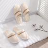 Etravel Disposable Slippers 5 Pairs, Thick Autumn And Winter Travel Home Coral Fleece Non-Slip Slippers for Men And Women, Beige