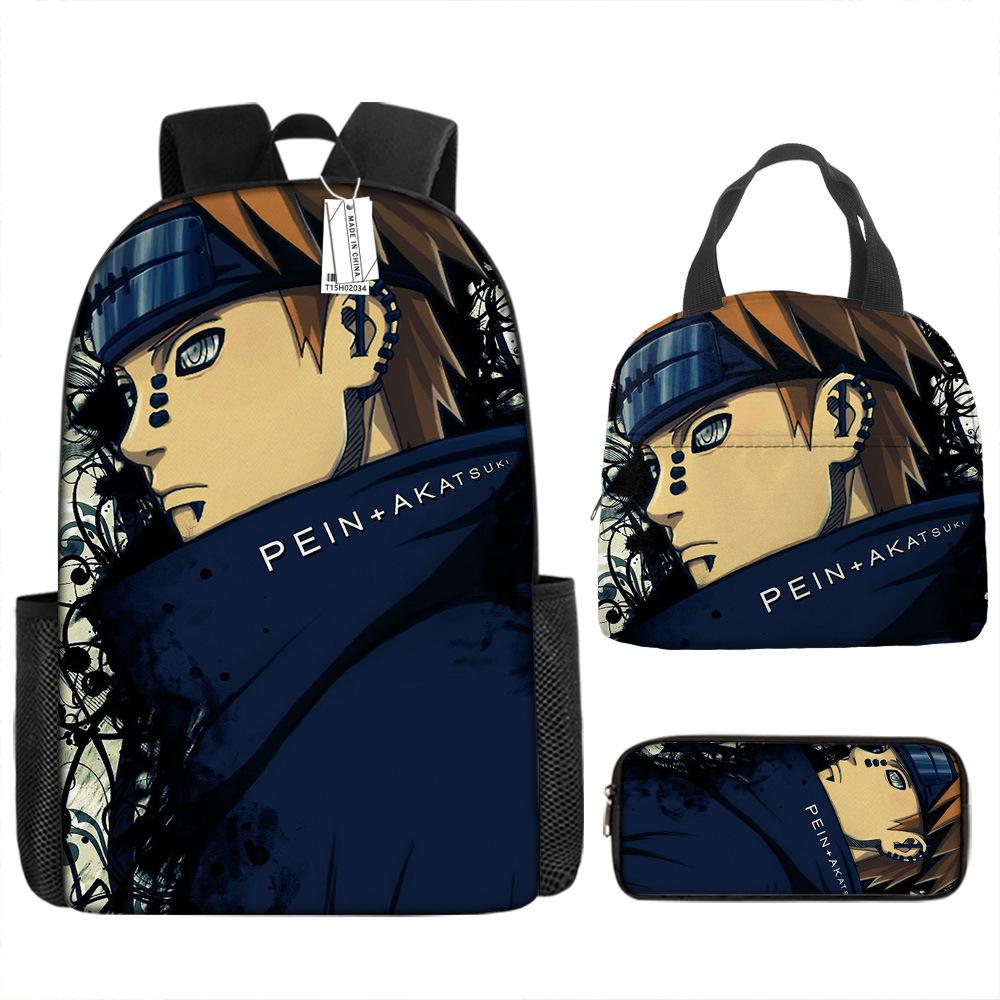 Naruto Schoolbag Elementary School Boys Large Capacity Schoolbag Lunch Bag Pencil Case Three-piece Set