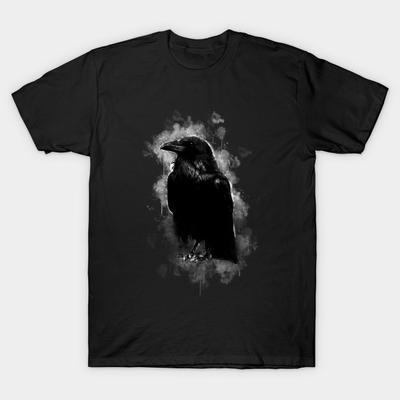 Asian Size Men Print T-shirt Raven No-Cut Heat Transfer Print Cotton Tshirt