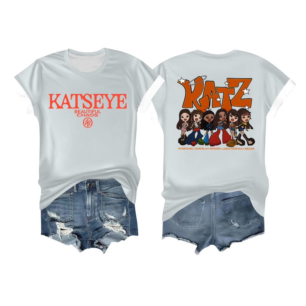 Women's Casual Printed T-shirt Round Neck Pullover Short Sleeve Top