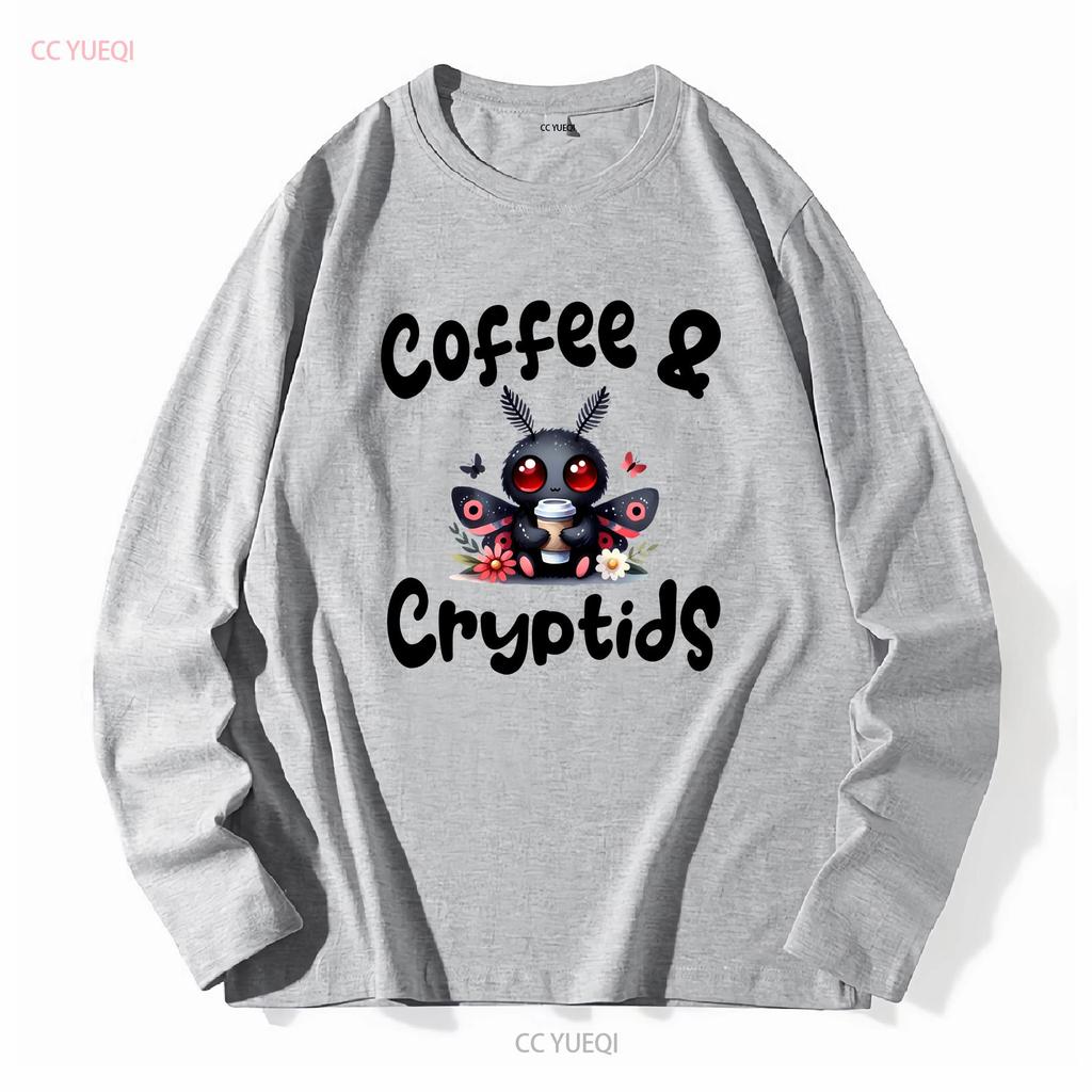 Coffee Cryptids T Shirt Lover Cryptid Mothman Creepy Kawaii Cute Bella Canvas 3001 Long or Short Sleeves Vintage Washed Fashion