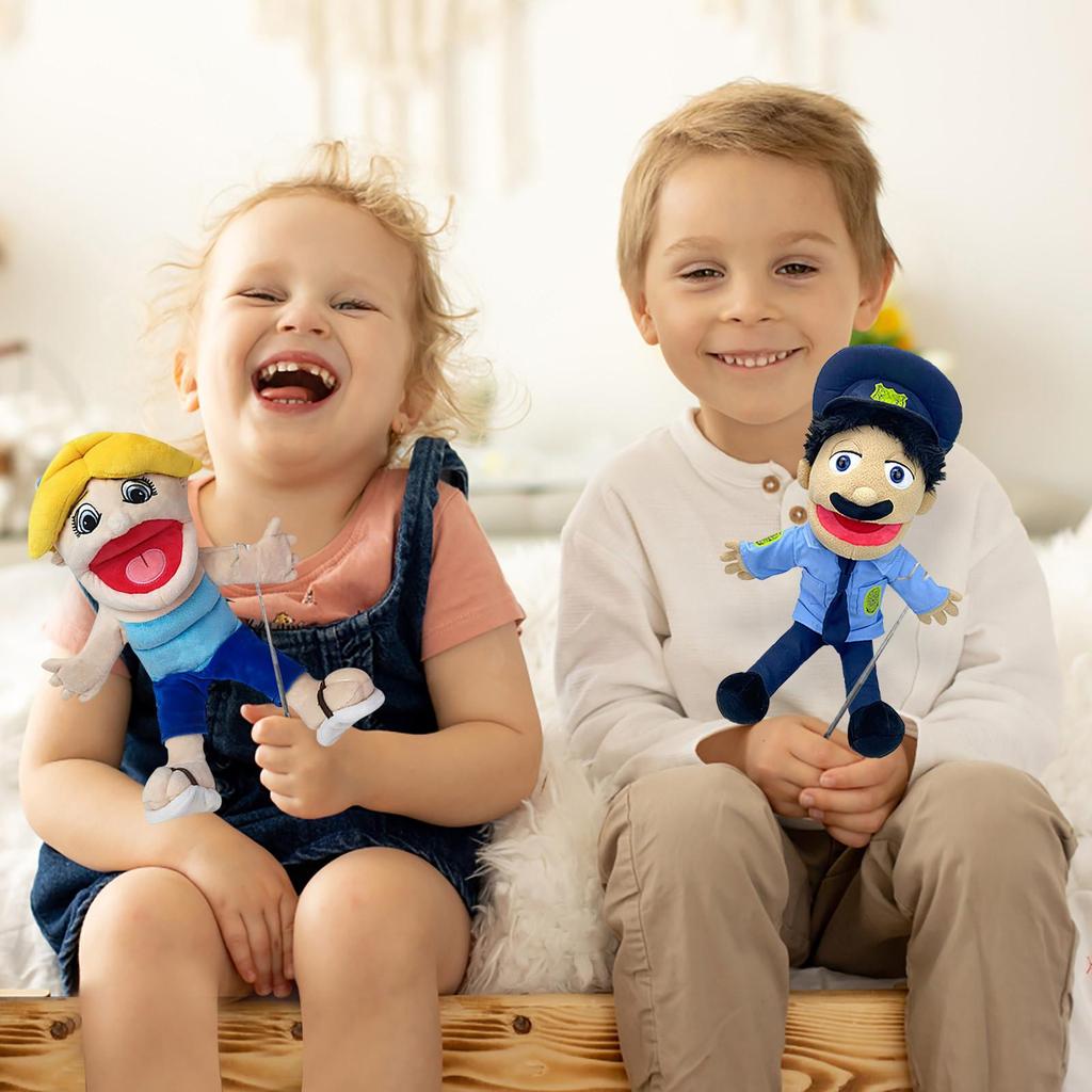 40-60cm Grande Jeffy Niño Marioneta de Mano Juguetes de Peluche Removible Niños Muñeca Suave Utilería de Fiesta para Programa de Entrevistas Marioneta Muñeco de Peluche para Niños Regalo