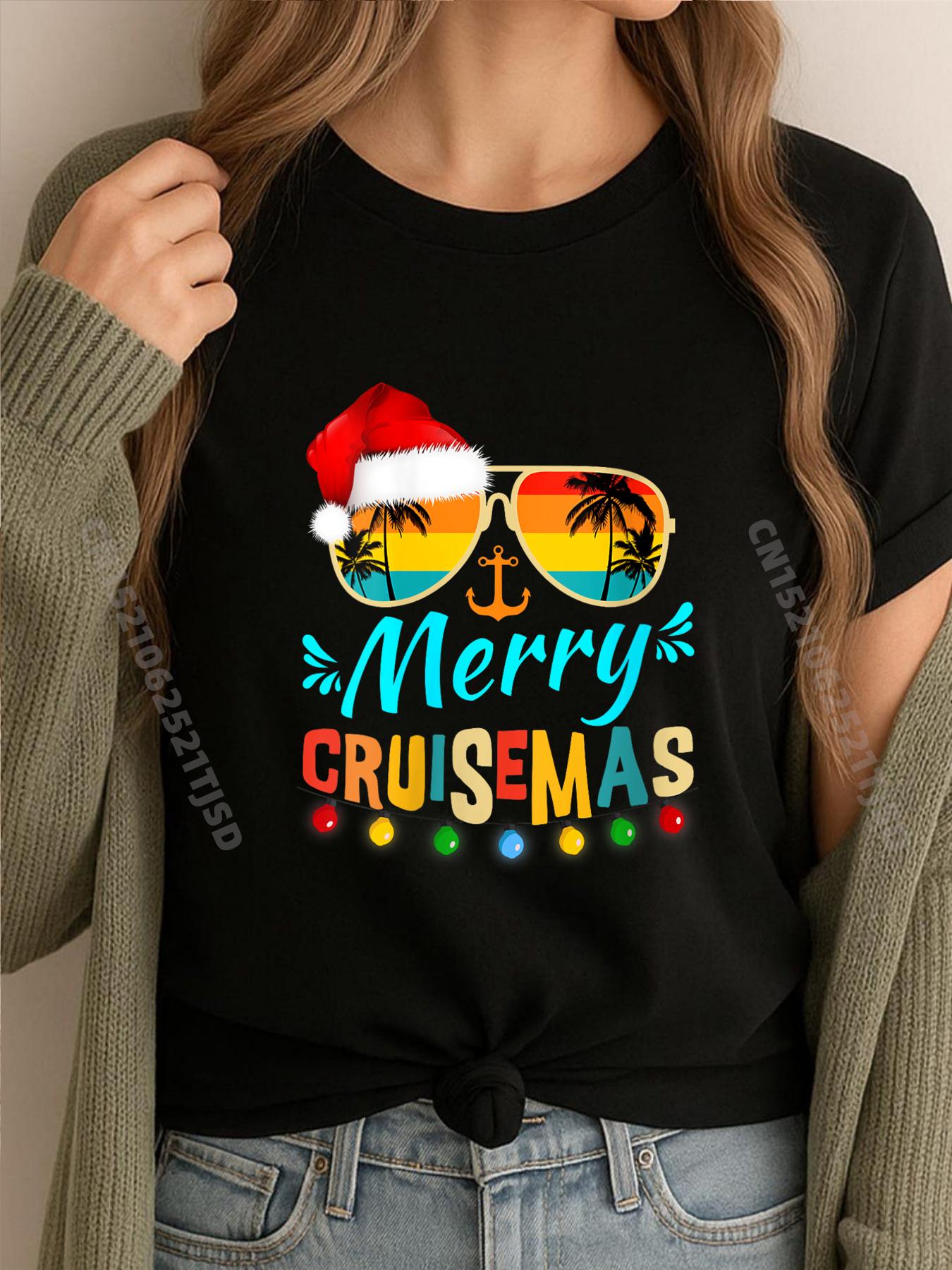 Womens Merry Cruisemas 2025 Christmas Santa Reindeer Cruise Clothing Unisexs Harajuku Tshirts England Style S