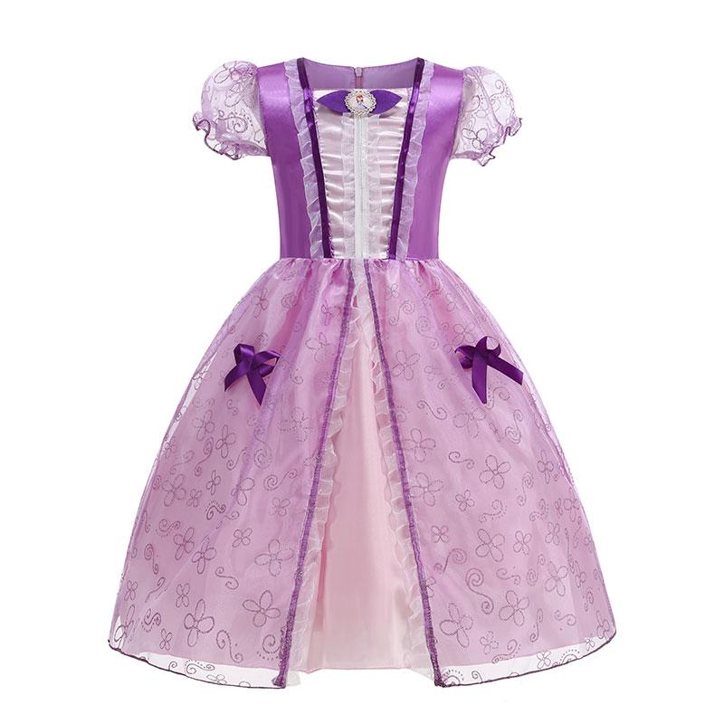 Girls Princess Costume Children Halloween Cosplay Vestidos Birthday Party Carnival DressUp Rapunzel Belle Aurora Disguise