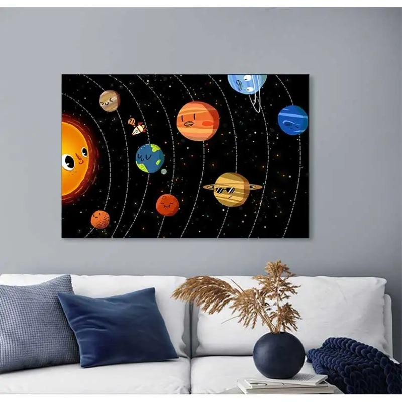 Solar System Planets Stars Canvas Painting On The Wall Canvas Posters and Prints Wall Art Picture for Kids Room Home Decor