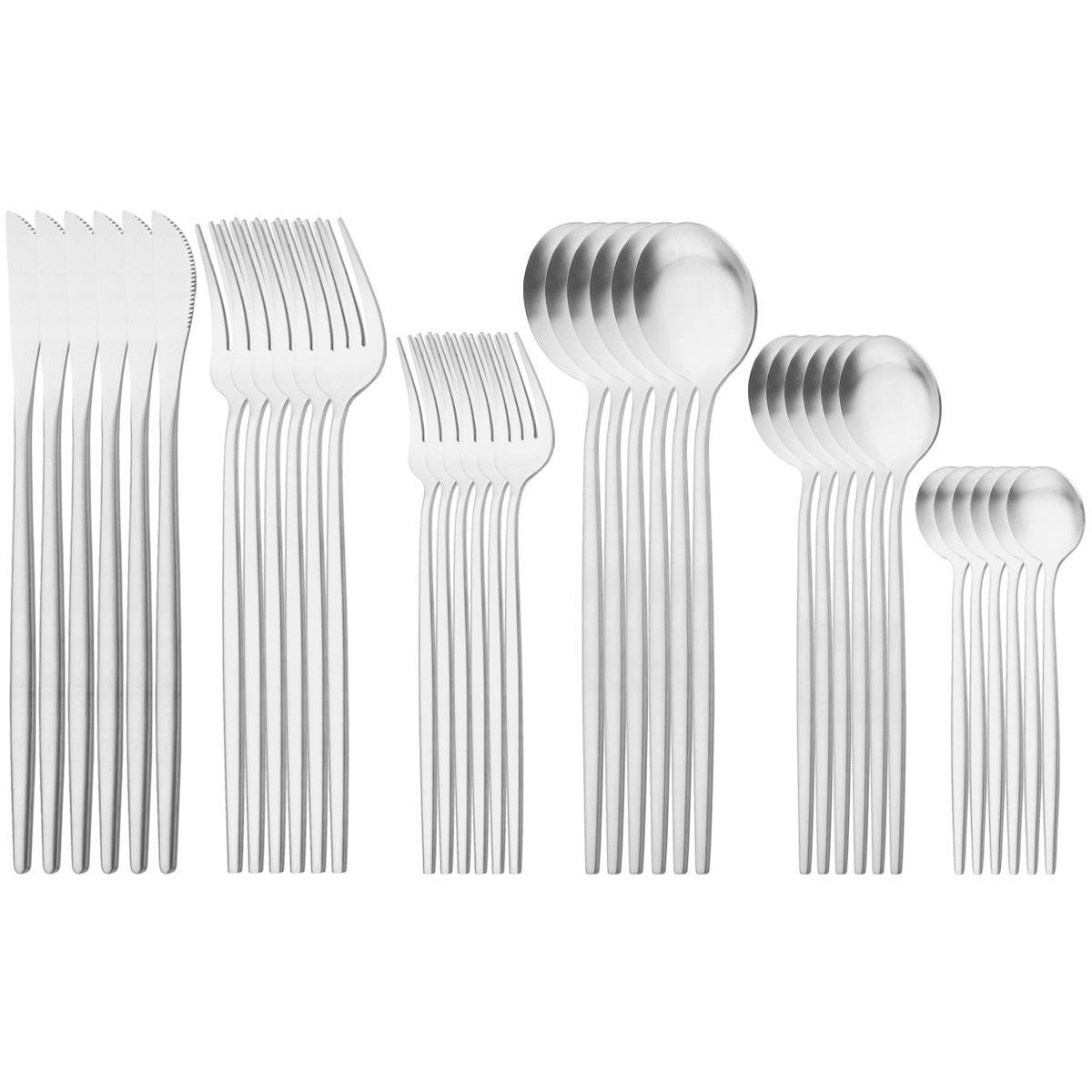 

Набор столовых приборов из матовой нержавеющей стали 36 шт. Мятно-золотой набор посуды Ножи Вилки Кофейные ложки Столовое серебро Западная кухонная посуда серебряный