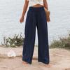 2025 Spring/Summer Women's Solid Color Elastic Waist Wide-Leg Casual Pants