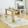 Set of 2 Dining Chairs In Solid Wood Country-Style Kitchen Chair Cross Back White and Oak