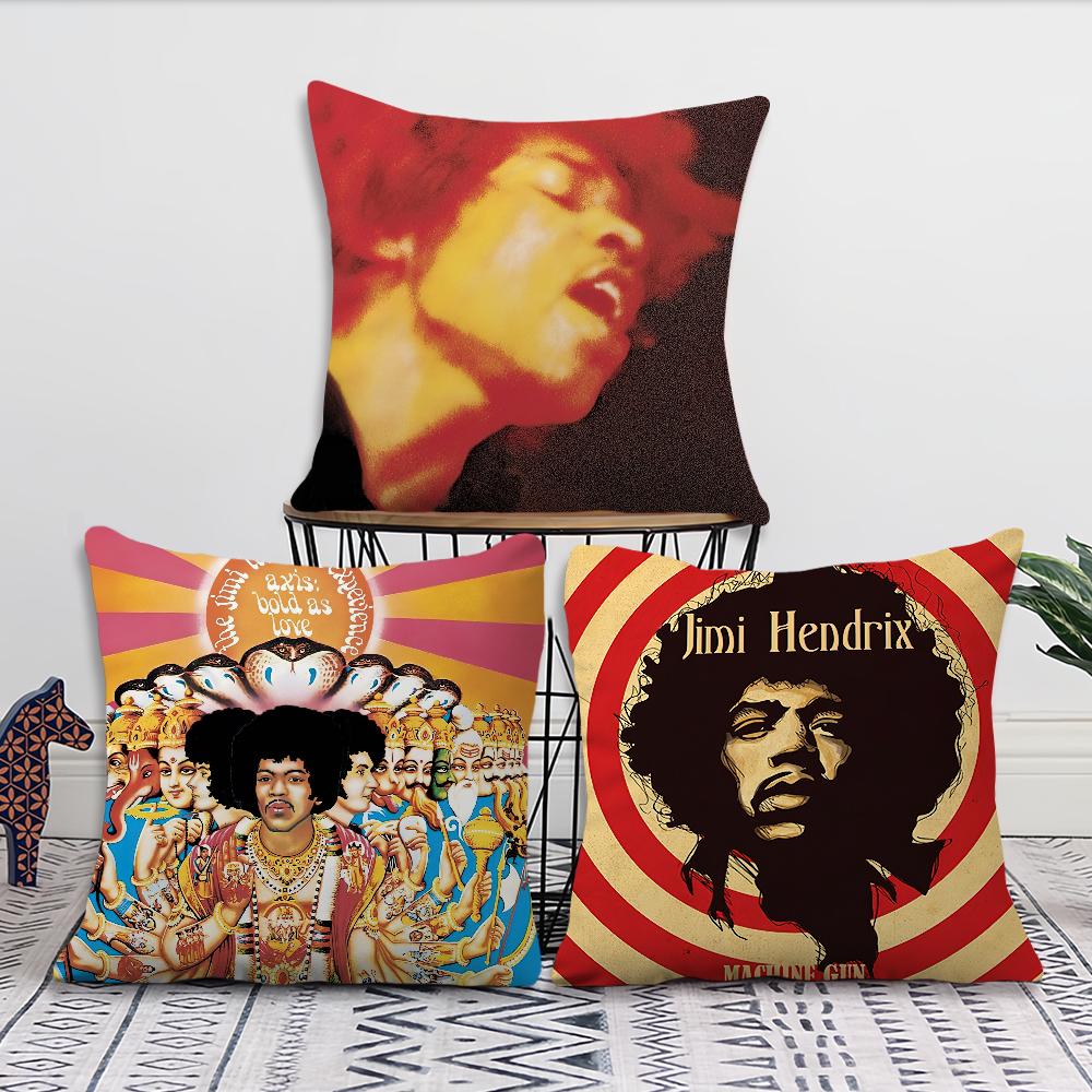Singer J-Jimi H-Hendrix Cushion Cover Living Room Accent Couch Back Support Square Lounge Restful Nap Companion Pillow Case
