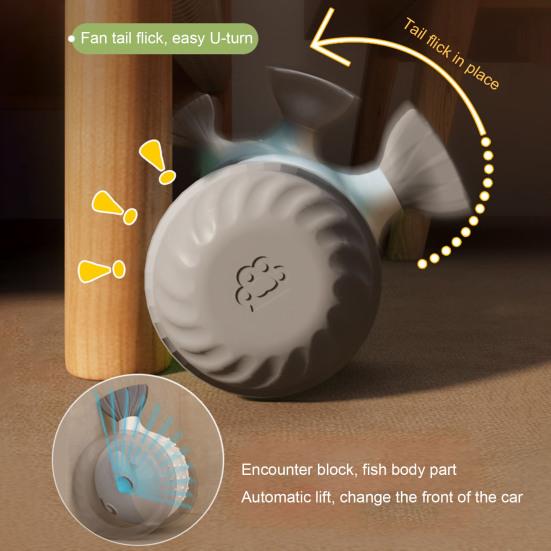 Yousheng Smart Electric Interactive Cat Toy Automatic Moving Toy with LED Light Rechargeable Random Movement Whale Toy for Indoor Cats Bored Relief