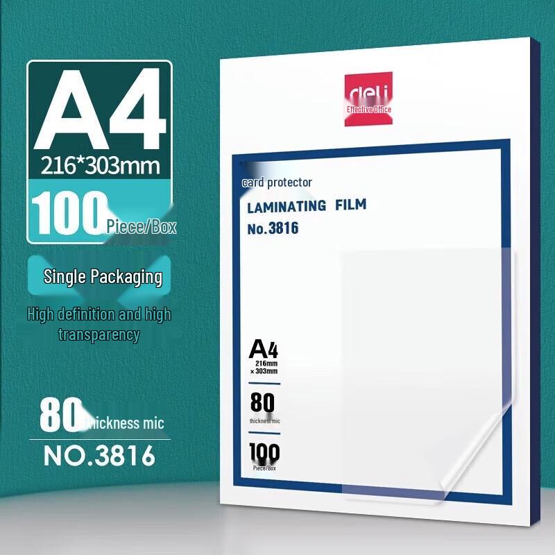 Deli 3816 Transparent Laminating Pouches