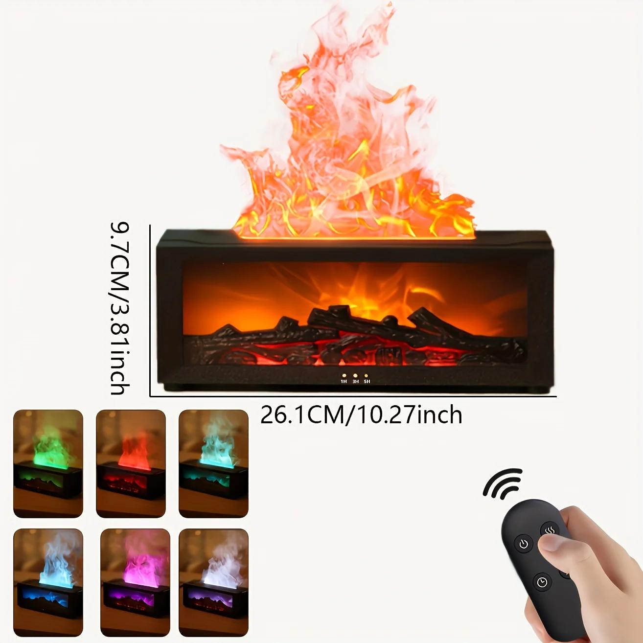

1pc Flame Fireplace Diffuser Simulated Flame Aromatherapy Dispenser Home Decor with Colorful Light Christmas Gift Long Fragrance чорний