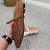 Fashion French Heightened Inner Hollow Woven Baotou Outer Wearing Half Slippers Women's Spring and Summer One-word Belt Sandal Slippers