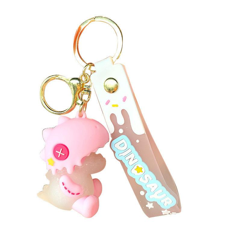 Entzückender Eisdinosaurier Schlüsselanhänger Weiches Gummi Zubehör Für Taschen Und Autos