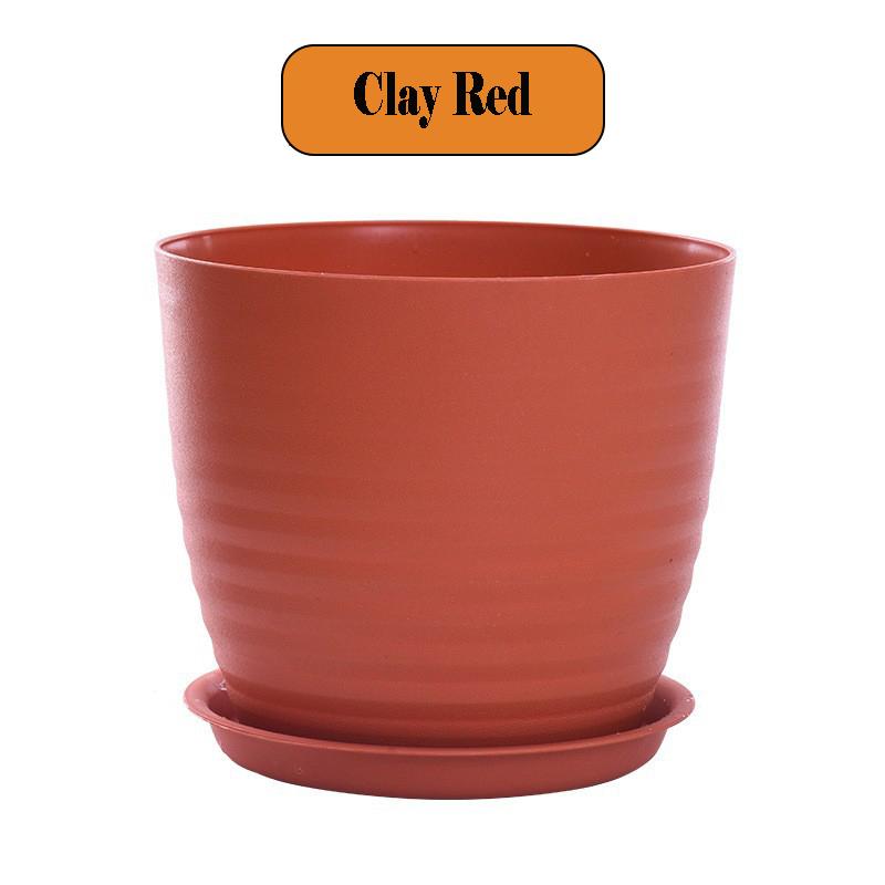European Style Thickened Resin Flower Pot with Tray Simple Round Green Dipcorn Planting Pot