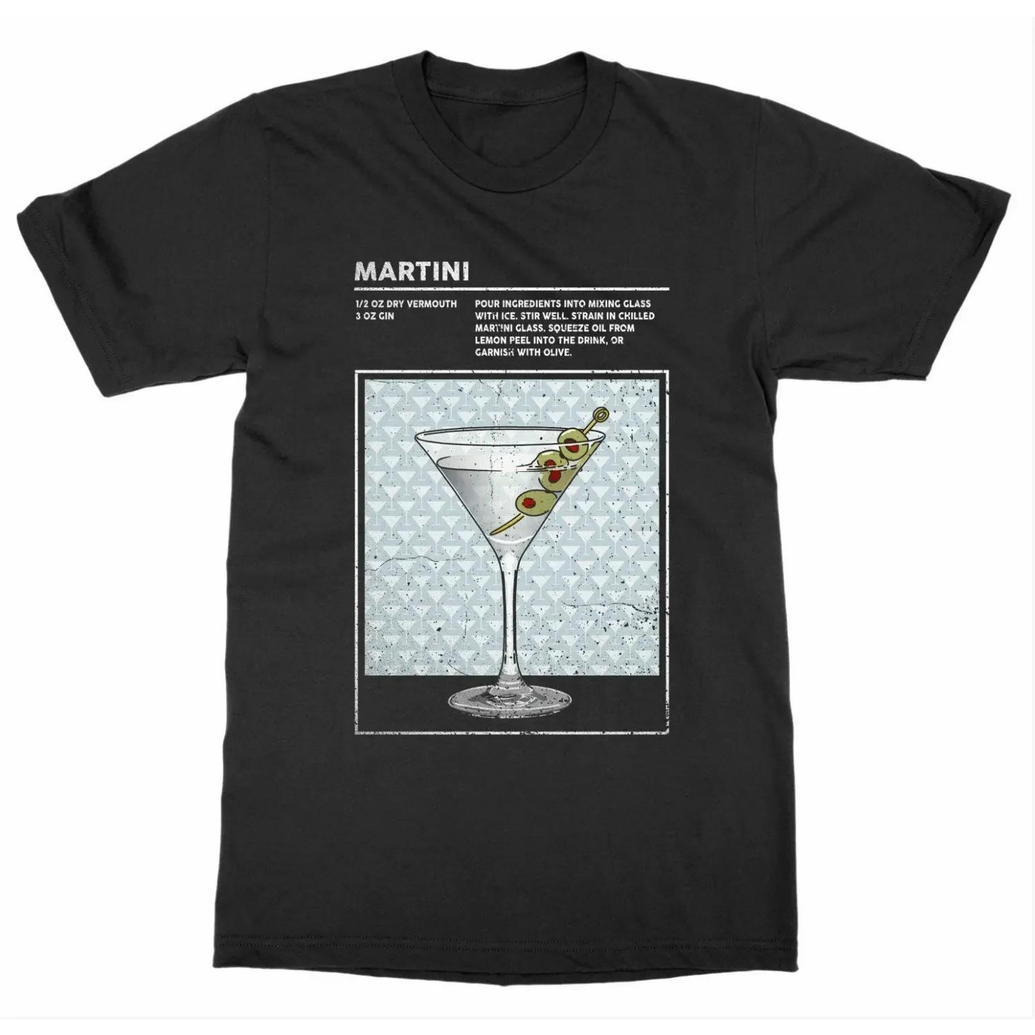 

Alcohol Mixed Drink Martini Cocktail Bartender T-Shirt 100% Cotton O-Neck Short Sleeve Summer Casual Mens T-shirt Streetwear S чёрный
