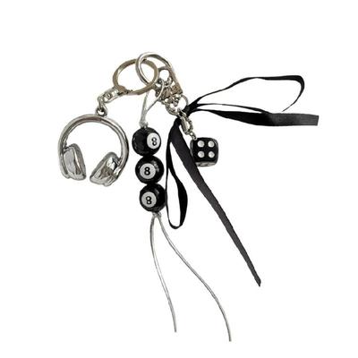 Headphones Bag Charm,Lovely Keychain for Handbags,Backpacks Purses Decors Bag Accessories Beaded Bows Bag Key Charm