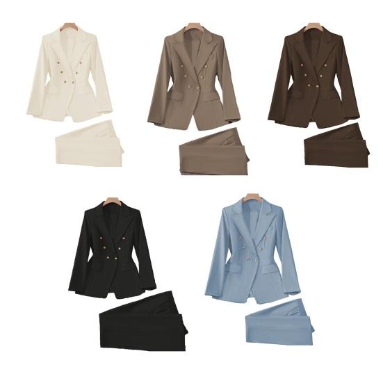 Kvinnodräkt Vår Höst Långa Ärmar Rever Krage Blazerjacka Vida Byxor Arbete Kontor Business Casual Kläder Byxdress