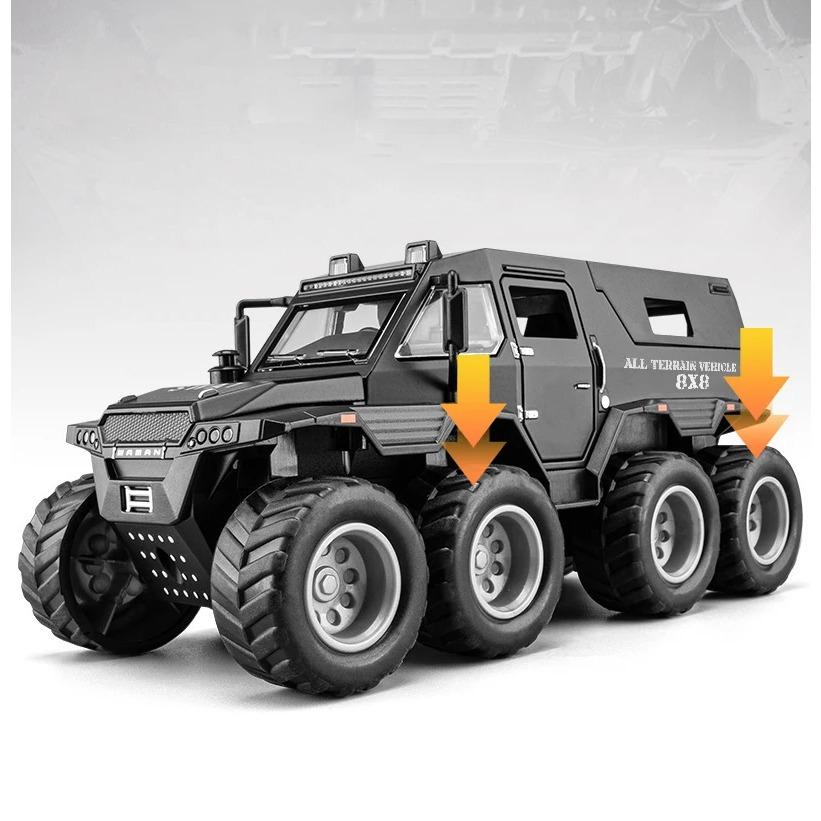 1/32 Russia Avtoros Shaman 8x8 ATV Armored Alloy Diecasts & Toy Vehicles Metal Toy Car Model Sound and Light Collection Kids Toy
