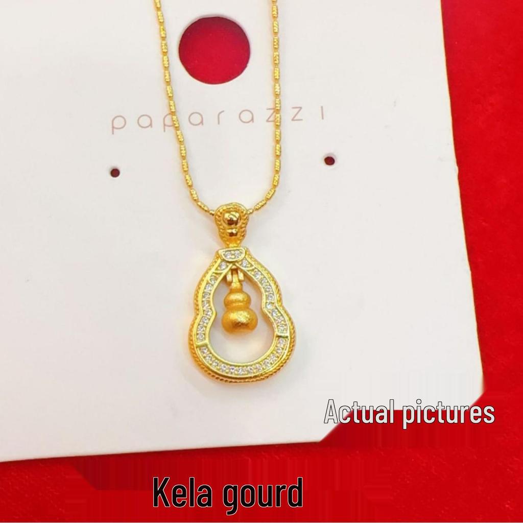 Gold Gourd Lively Pendant & Sand Gold Earrings Set for Women