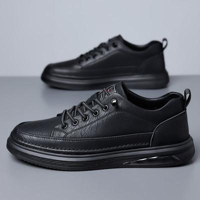 New Trend Leather Men's Shoes Large Size Men's Sports Board Shoes Soft Sole Casual Leather Shoes Gouging Shoes