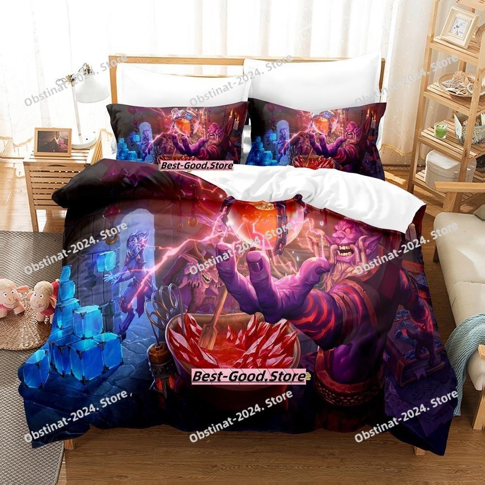 2023 Game Hearthstone Heroes Of Warcraft Bedding Set Cartoon Anime three-piece Set Teenager Bedroom Duvetcover Sets