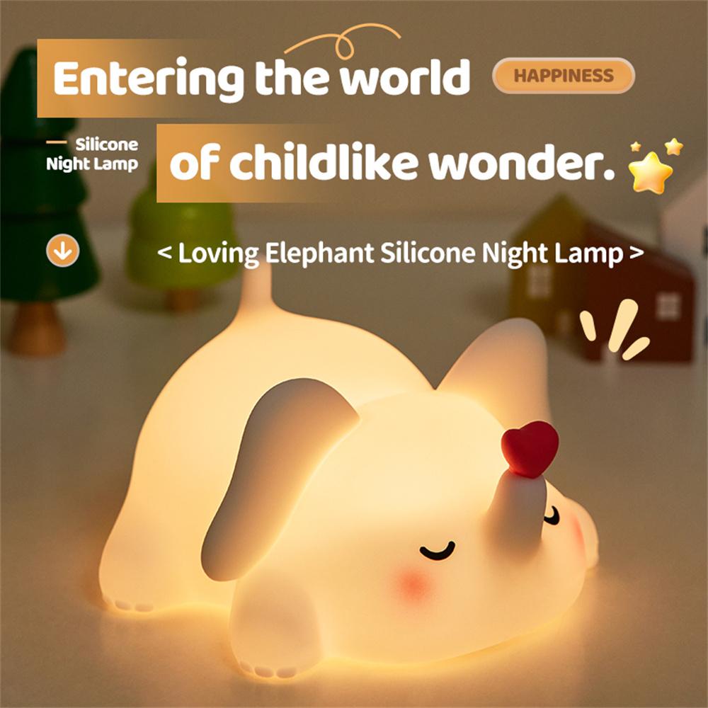 

Loving Elephant Silicone Night Lamp For Kids Bedroom Rechargeable Touch Control Light (CE ROHS FCC CPC EN71 Certified) A
