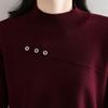 Women's Wool Fleece Sweater with Semi-High Neck for Autumn and Winter