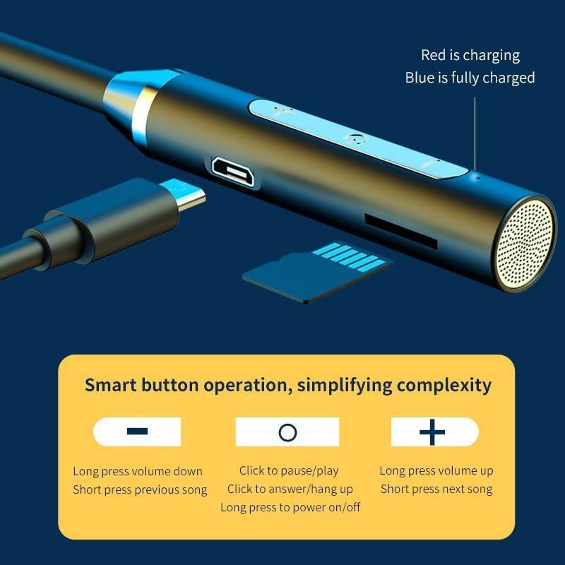 Wasserdichte drahtlose Bluetooth 5.0-Nackenbügel-Ohrhörer Sport Magnetisches Headset Ohrhörer Stereo-Kopfhörer