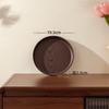 Walnut Wood-Grain Round Serving Tray-Multi-Purpose Plate for Coffee, Bread, Pastries & Tea Set Storage, Ideal for Tea Ceremonies