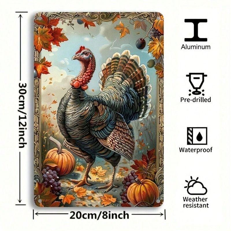 Metal Wall Art Vintage Thanksgiving Tin Sign, Kitchen Decor Poster